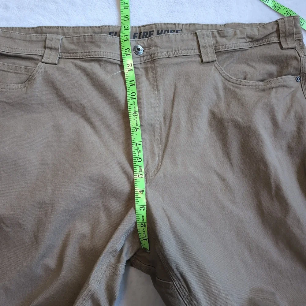 Duluth Trading Co Flex‎ Fire Hose Pants Mens 46x30 Khaki Tan Relaxed Work Cargo